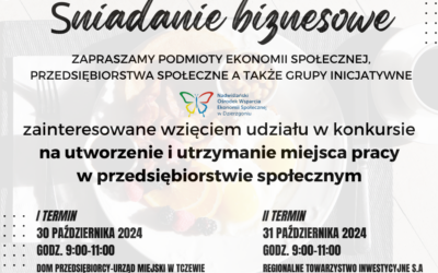 Śniadanie biznesowe- dot. konkursu na utworzenie i utrzymanie miejsca pracy w przedsiębiorstwie społecznym