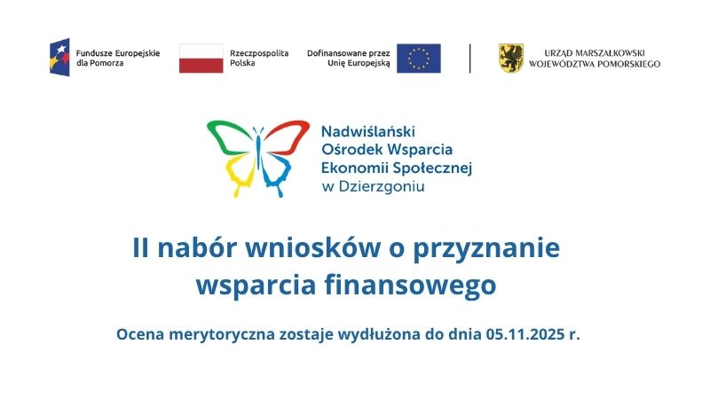 Informacja dotycząca wydłużenia oceny merytorycznej w II naborze