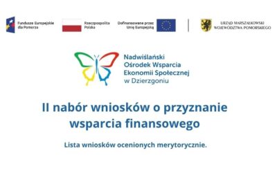 NABÓR II Lista wniosków ocenionych merytorycznie o udzielenie wsparcia finansowego na utworzenie i utrzymanie miejsca pracy w przedsiębiorstwie społecznym.